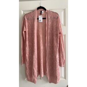 Pink Open-Front Cardigan Sweater